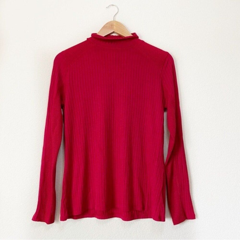 Chico’s Zenergy Red Ribbed Long Sleeve Cowl Neck Sweater 1 Medium 8